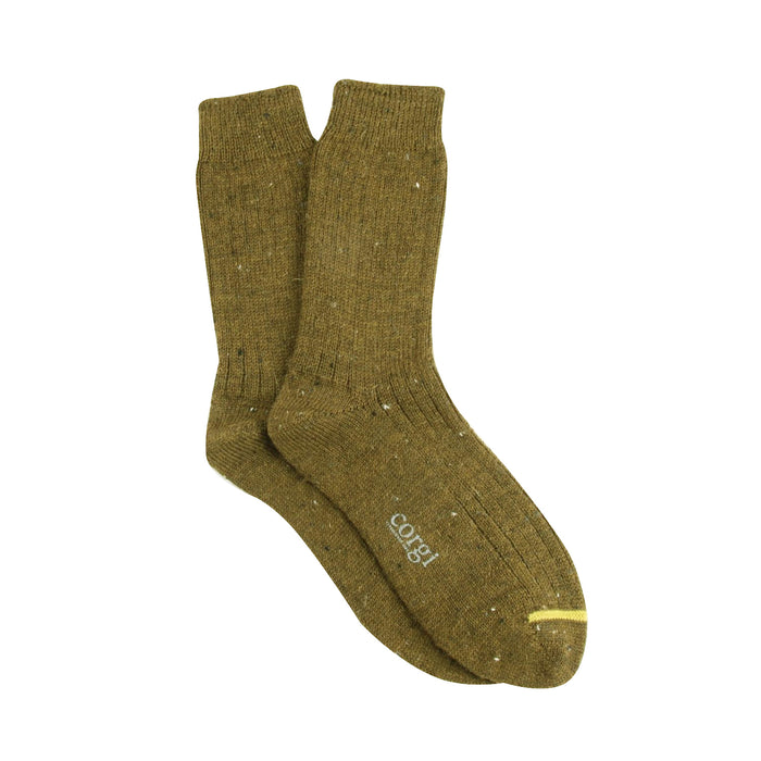 Pair of green socks on a white background