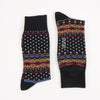 Pair of patterned socks on a white background
