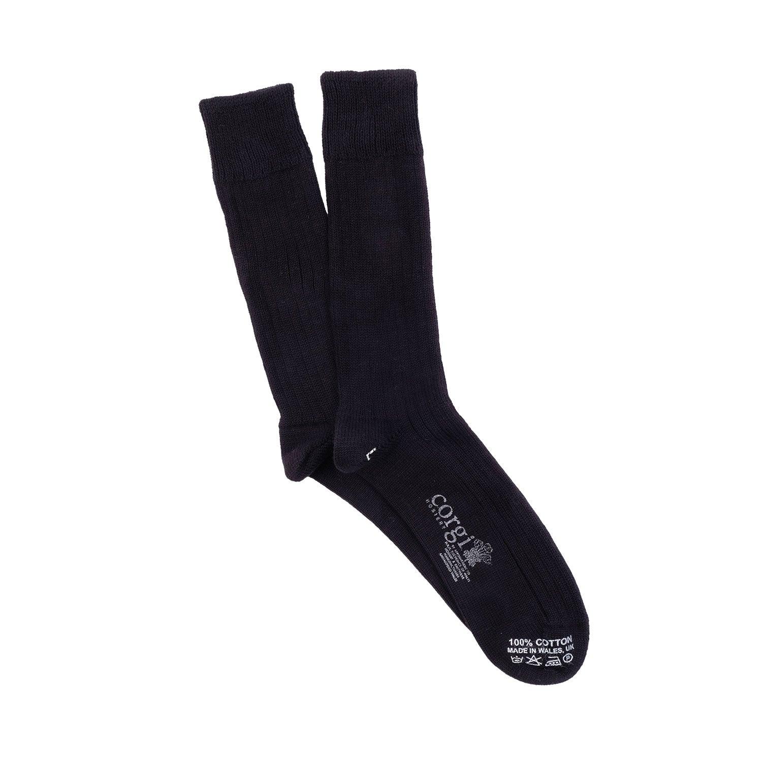 Black sock with brand logo on a white background