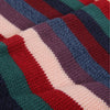 Close-up of a knitted fabric with multicolor stripes