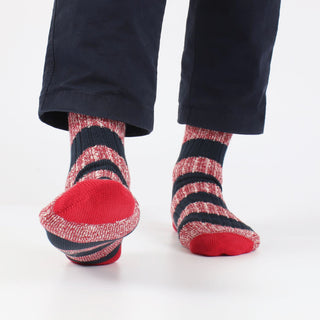 Men's Rugby Stripe With Contrast Heel & Toe Pure Cotton Socks