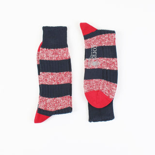 Men's Rugby Stripe With Contrast Heel & Toe Pure Cotton Socks