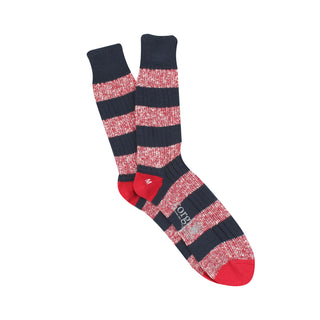 Men's Rugby Stripe With Contrast Heel & Toe Pure Cotton Socks