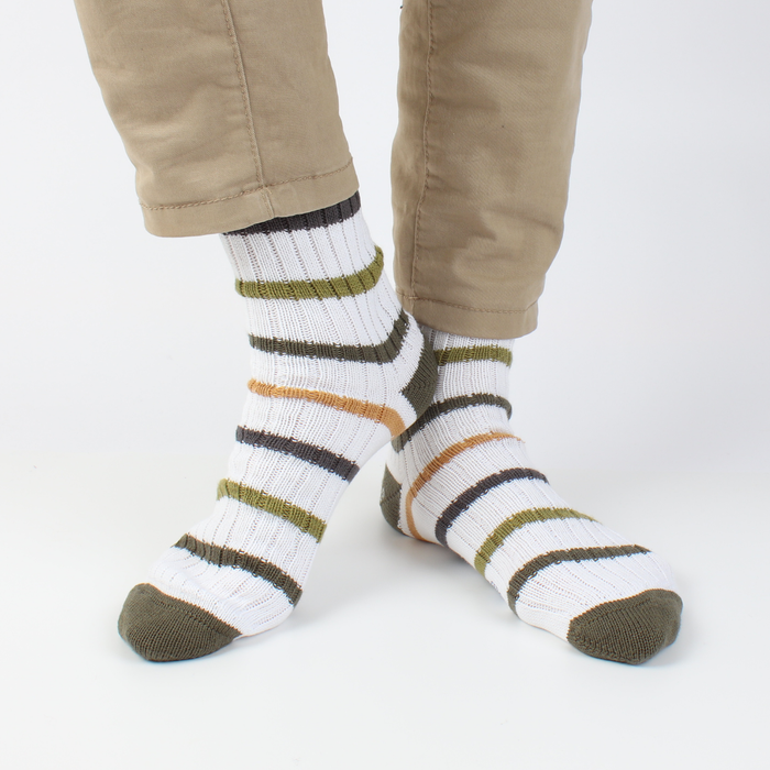 Men's Multi Stripe Pure Cotton Boot Socks