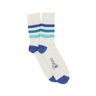 Men's Striped Cotton Quarter Socks white and blue