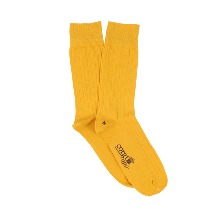 Men's Brecon Ribbed Yellow Cotton Socks