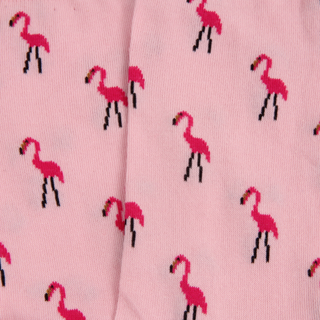 Pink socks with flamingo pattern