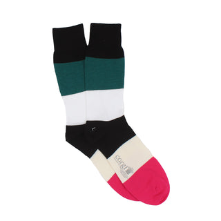 Men's Block Stripe Black Pink Cotton Socks