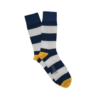 Mens navy and white striped socks