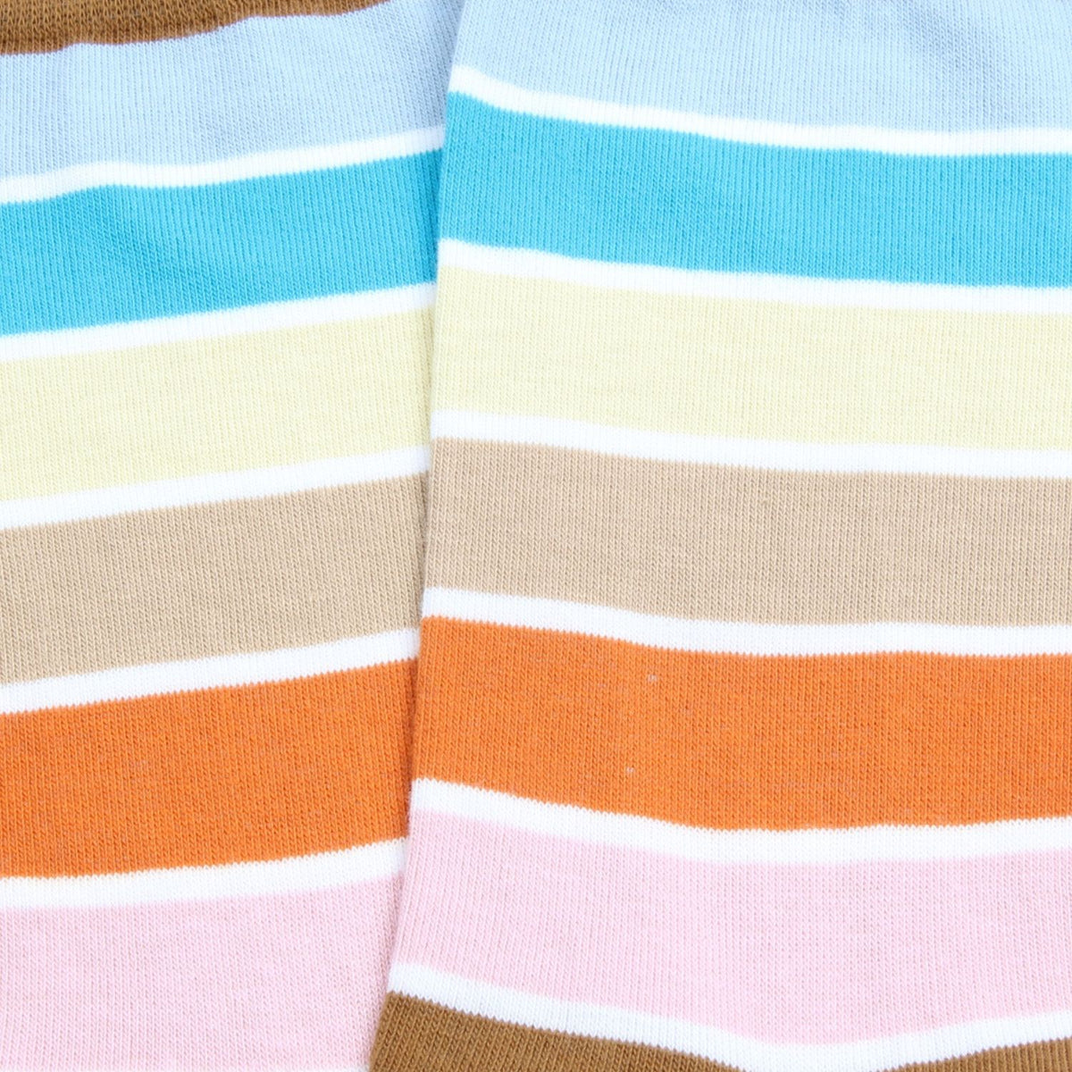 Close-up of fabric with multicolored striped pattern