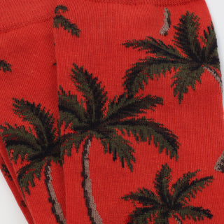 Men's Palm Tree Cotton Socks Close Up
