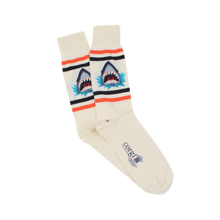 Men's Shark Cotton Socks white