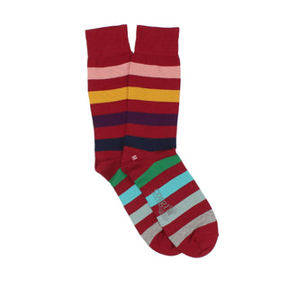 Men's Red Multi Stripe Cotton Socks