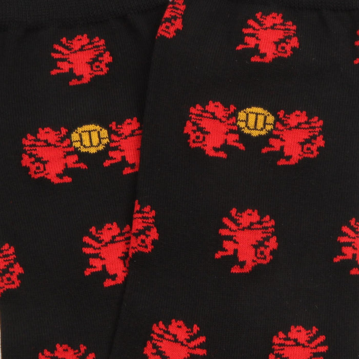 Black fabric with red dragon patterns