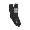 Green socks with a logo on a white background