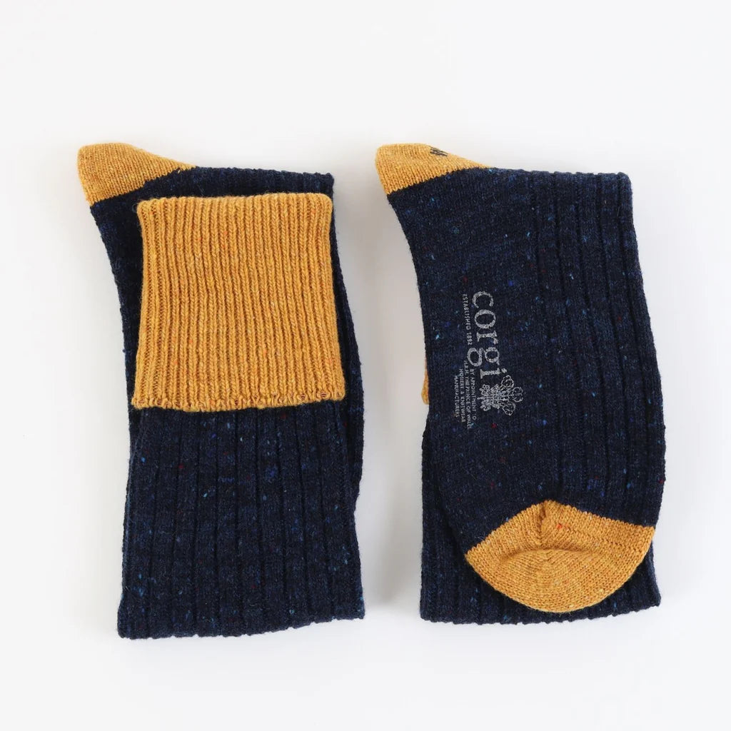 Welly socks laid flat side by side on a white background.