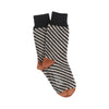 Striped sock with black and beige on a white background