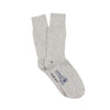A pair of plain grey and white  cotton socks .