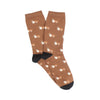 Brown socks with Corgi dog pattern on a white background