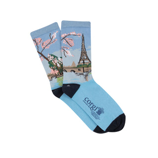 Women's Eiffel Tower Scene Cotton Socks