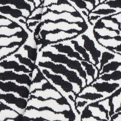 Close-up of black and white modern floral fabric pattern