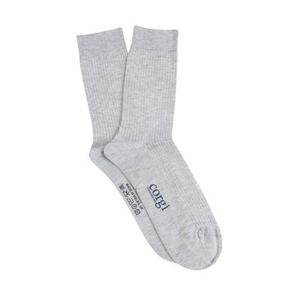 Pale grey ribbed sock with on a white background