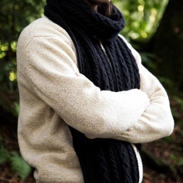 Multi Cable Knit Cashmere & Wool Scarf
