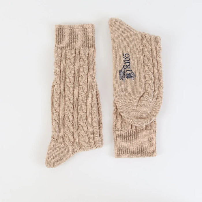 Women's Handmade Cable Pure Cashmere Socks