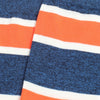 Close-up of blue, orange, and white striped fabric