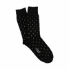 Black socks with white polka dots on a white background