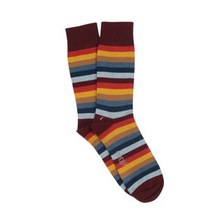 Men's Striped Cashmere Blend Socks in Wine.