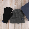 Men's Cashmere Beanie Glove Gift Set in Black