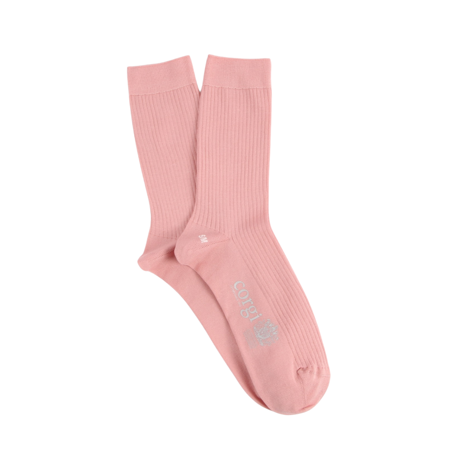Pair of pink socks on a white background