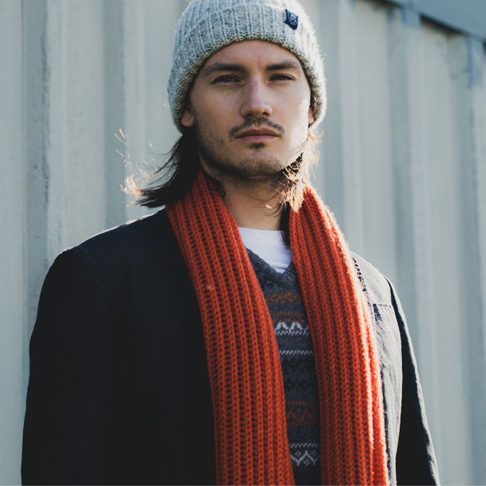 Chunky Unisex Ribbed Cashmere Scarf