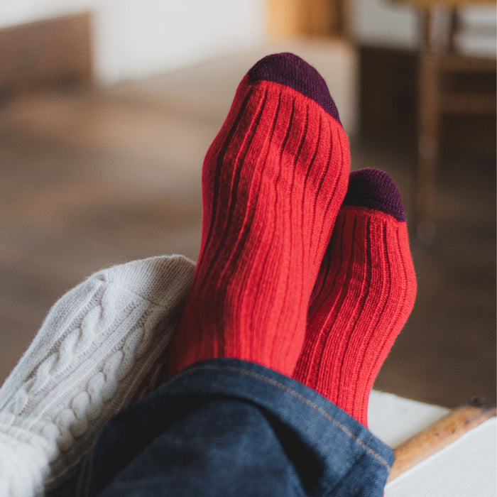 Men's Contrast Toe Cashmere Socks