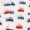 Pattern of vintage campervans on a white background