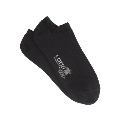 Black ankle sock with 'Corgi' branding on a white background