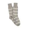A pair of beige and white striped men's British wool socks.