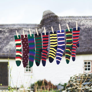 Men's lightweight cotton-blend navy, white and red stripe sock inspired by the Army Air Corp Regiment, by Corgi Socks.