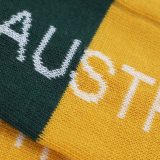 Men's lightweight cotton-blend yellow and deep green stripe sock inspired by Australia, by Corgi Socks.