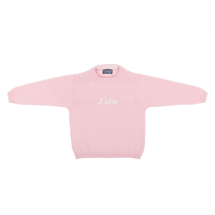 A sumptuous, long sleeved baby sweatshirt, personalised to your babies name available in pink, brown and blue. Choose from both wool and cashmere, by Corgi Socks.