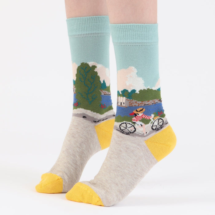 Children's Bicycle Ride Cotton Socks - Corgi Socks