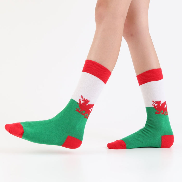 Children's Welsh Flag Cotton Socks - Corgi Socks