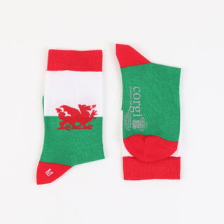 Children's Welsh Flag Cotton Socks - Corgi Socks