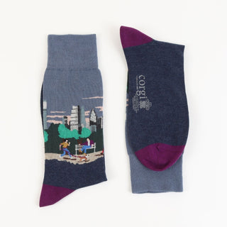 City Cycling Scene Cotton Socks - Corgi Socks