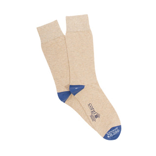 Beige and Blue Contrast Heel & Toe Cotton Socks - Corgi Socks