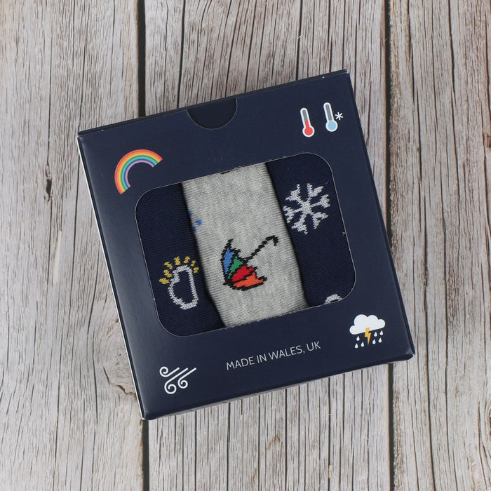 Men's Welsh Weatherman x Corgi 'Showers' 3-Pair Cotton Gift Box