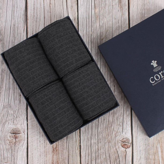 Men's 4-Pair Ribbed Cotton Socks