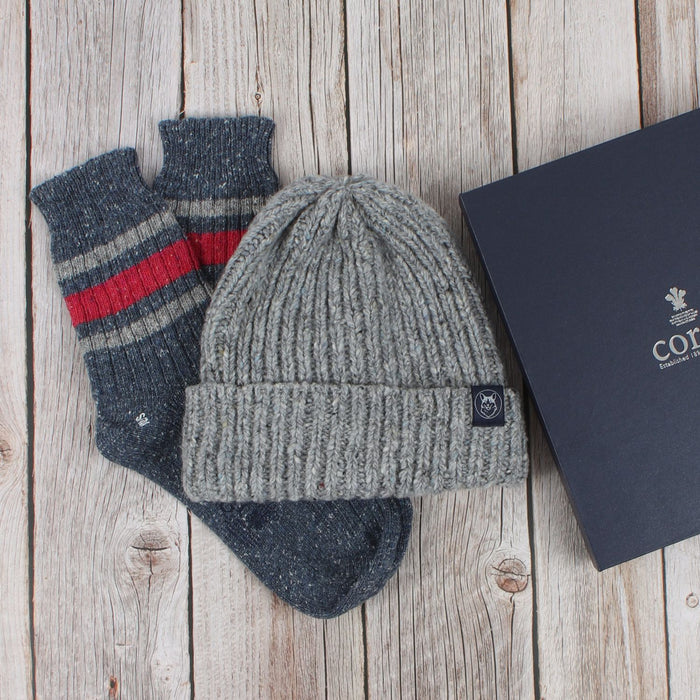 Women's Donegal Wool Sock and Rib Hat Gift Box
