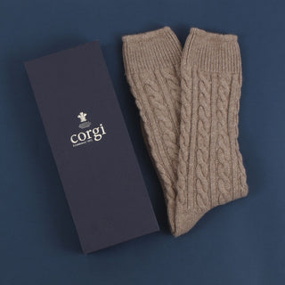 Women's Handmade 'Prince of Wales Cable' Cashmere Socks